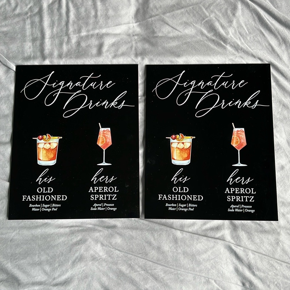 Acrylic Signature Drinks Sign